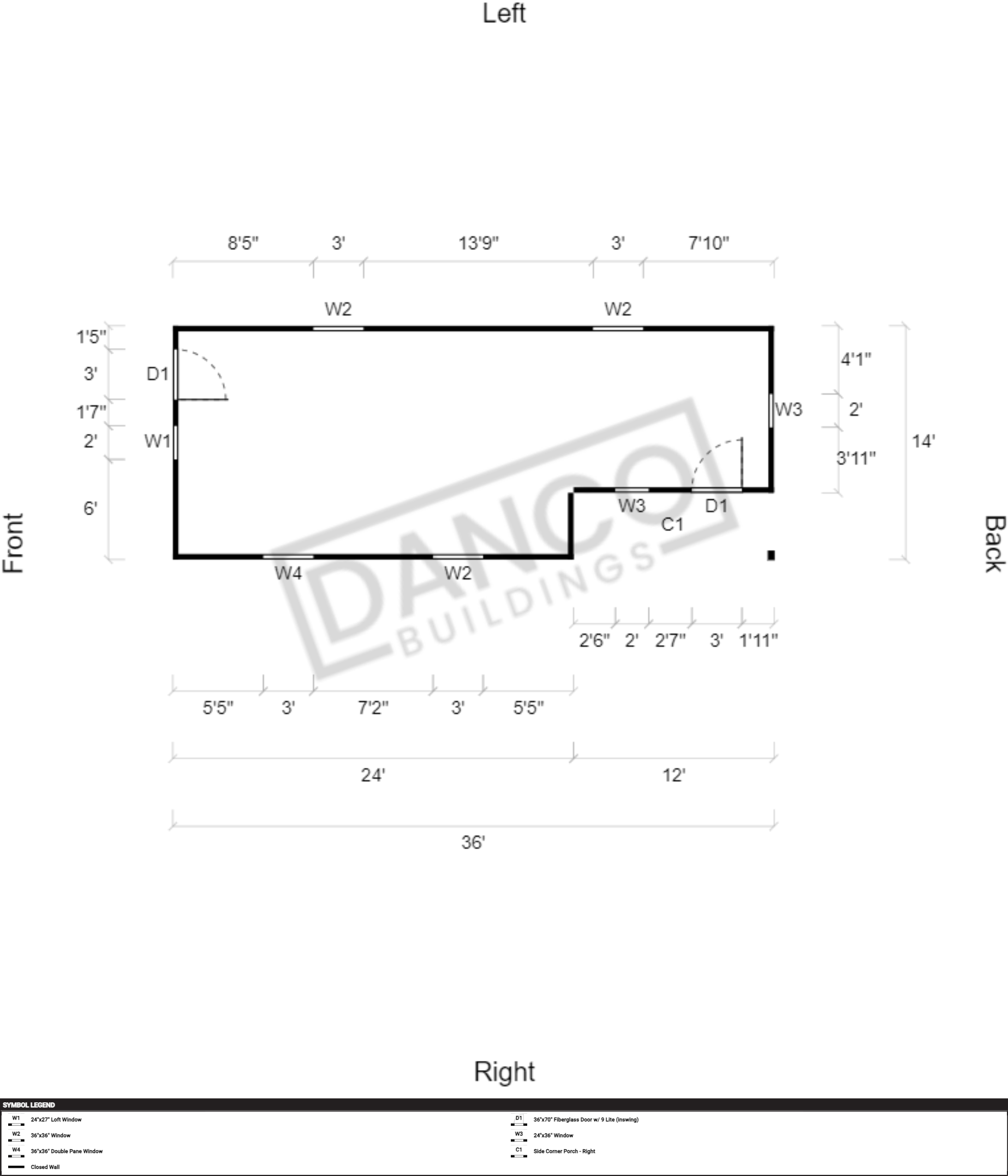 Corner Porch Lofted Barn Cabin 14x36 - Image 2