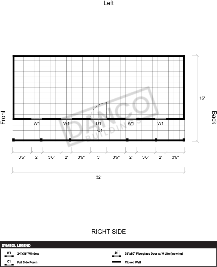 Side Porch Cabin 16x32 - Image 2