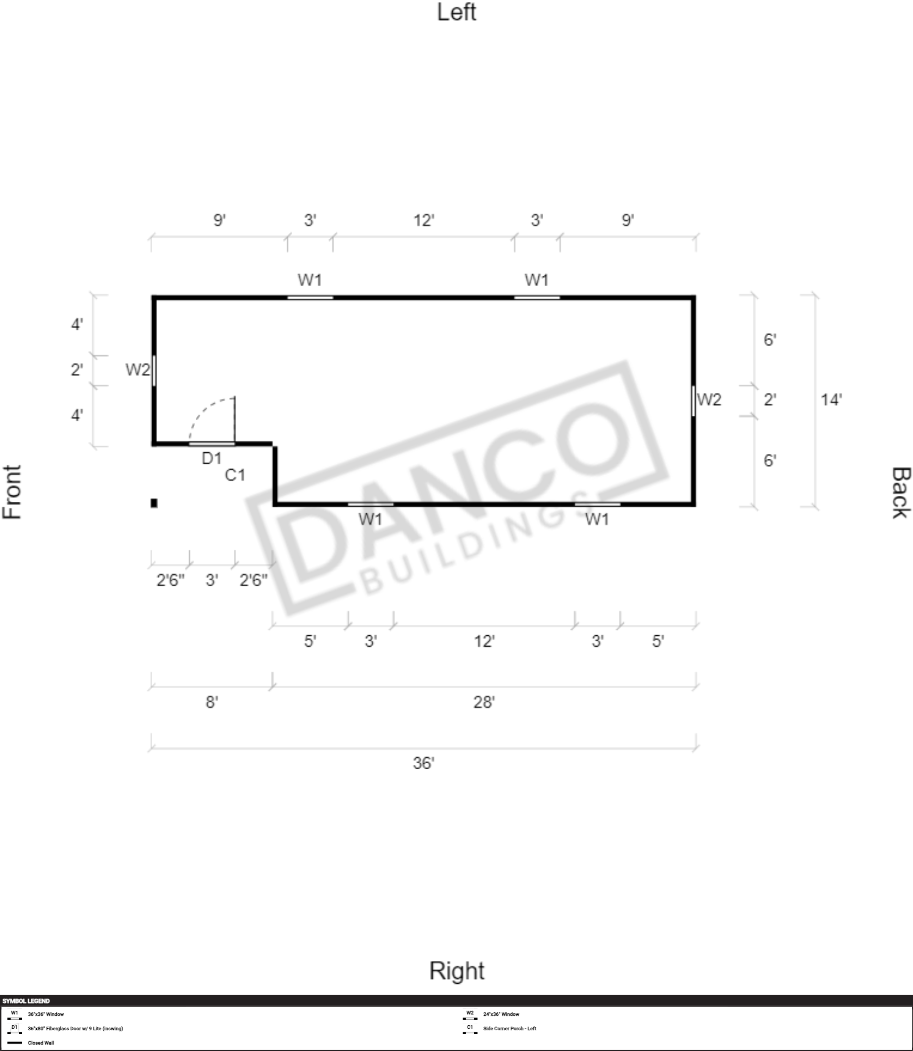 Corner Porch Cabin 14x36 - Image 2