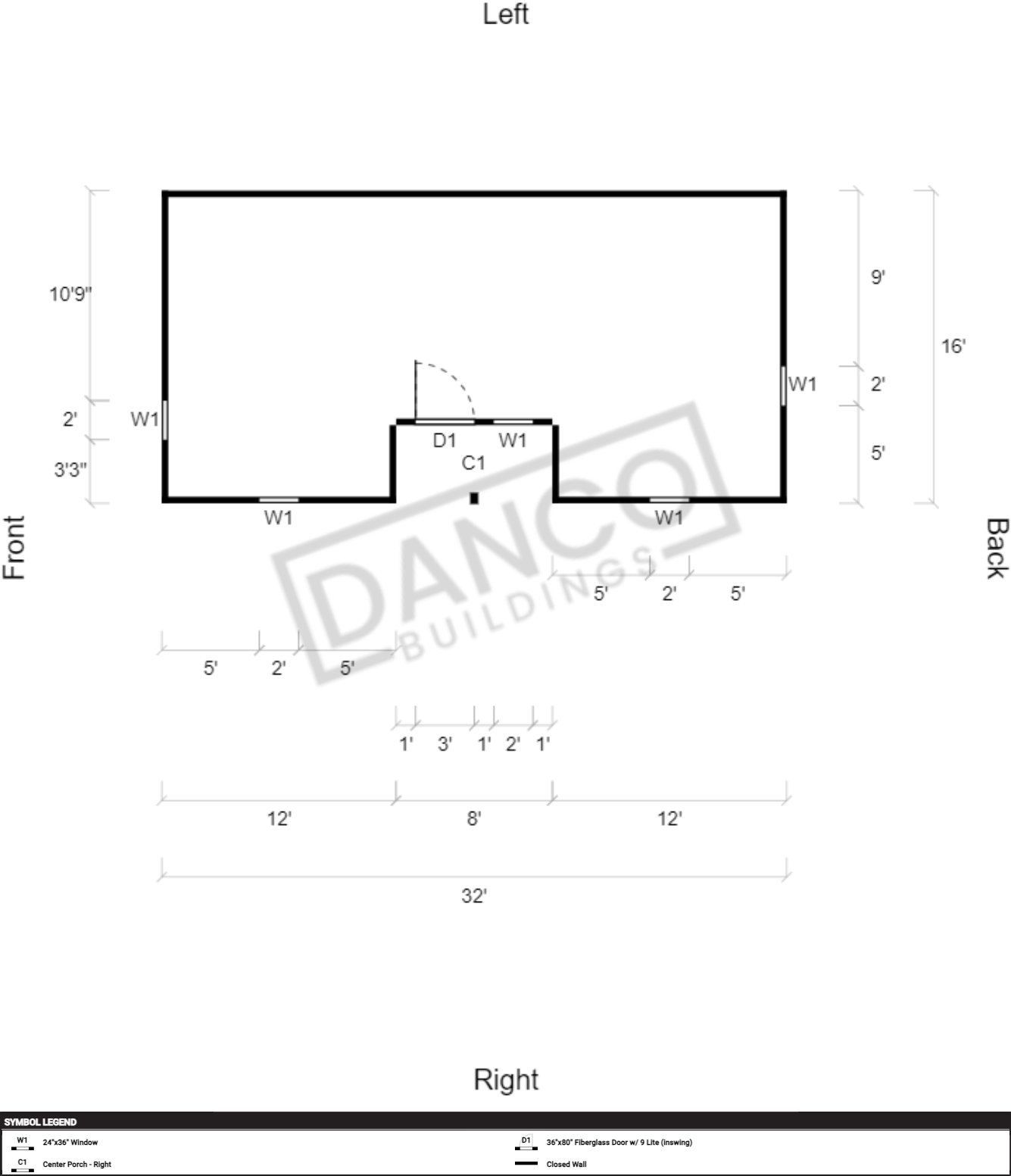 Center Side Porch Cabin 16x32/240945 - Image 2