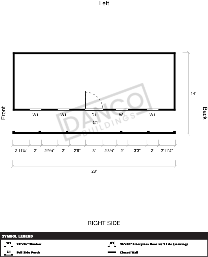 Side Porch Cabin 14x28 - Image 2